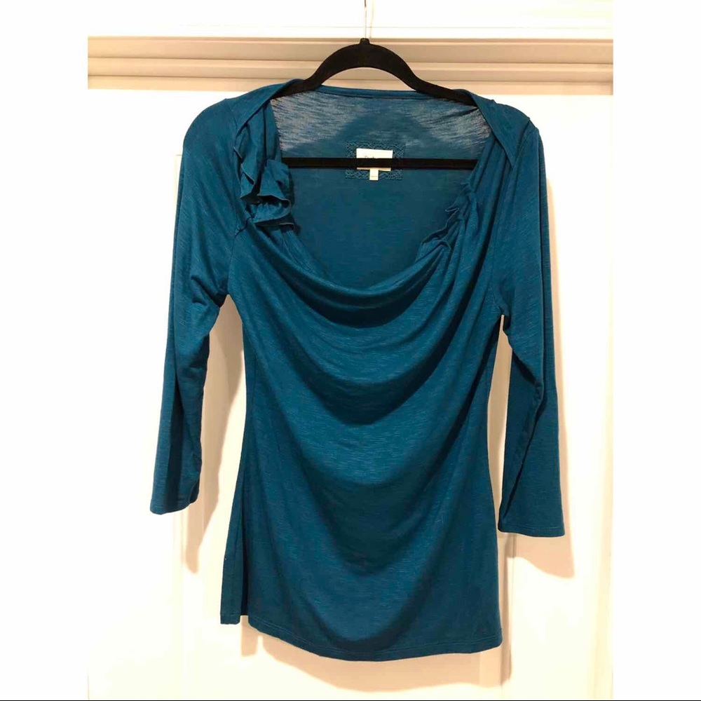 Anthropologie Deletta Teal Draped Blouse